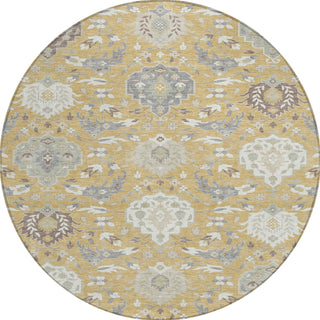 Piper Looms Chantille Damask ACN1026 Gold Machine Washable Area Rug Round Main Image