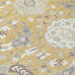 Piper Looms Chantille Damask ACN1026 Gold Machine Washable Area Rug Swatch Image