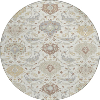Piper Looms Chantille Damask ACN1026 Ivory Machine Washable Area Rug Round Main Image