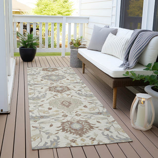 Piper Looms Chantille Damask ACN1026 Ivory Machine Washable Area Rug Runner Outdoor Lifestyle Image Feature