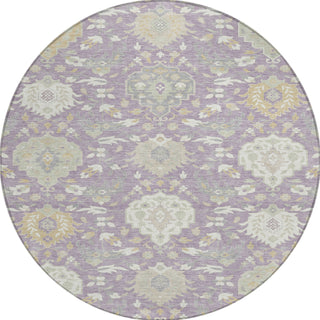 Piper Looms Chantille Damask ACN1026 Lavender Machine Washable Area Rug Round Main Image