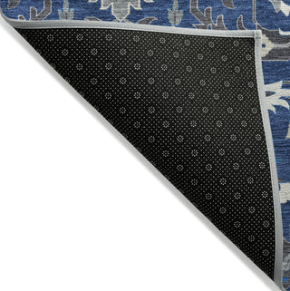 Piper Looms Chantille Damask ACN1026 Navy Machine Washable Area Rug Backing Image