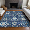 Piper Looms Chantille Damask ACN1026 Navy Machine Washable Area Rug Lifestyle Image Feature