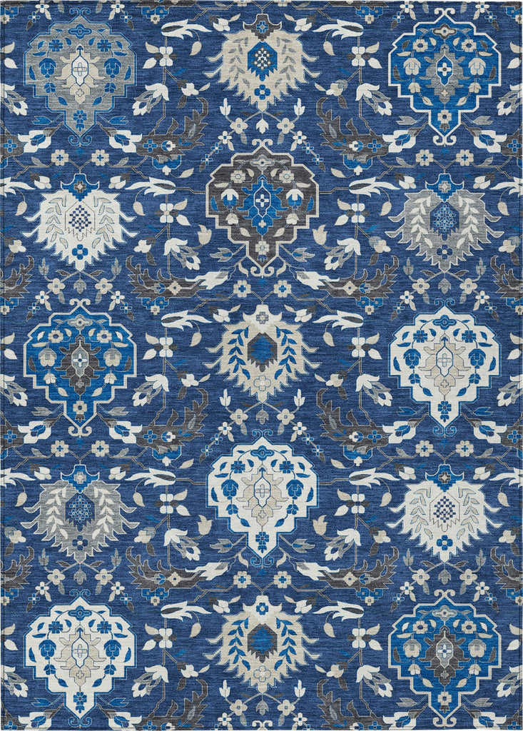 Piper Looms Chantille Damask ACN1026 Navy Machine Washable Area Rug main image