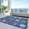 Piper Looms Chantille Damask ACN1026 Navy Machine Washable Area Rug Outdoor Lifestyle Image Feature