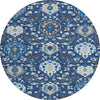 Piper Looms Chantille Damask ACN1026 Navy Machine Washable Area Rug Round Main Image