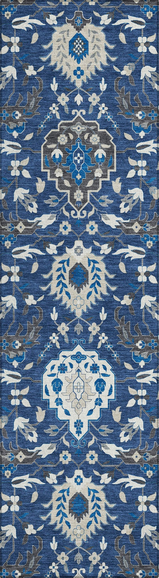 Piper Looms Chantille Damask ACN1026 Navy Machine Washable Area Rug Runner Main Image