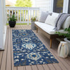 Piper Looms Chantille Damask ACN1026 Navy Machine Washable Area Rug Runner Outdoor Lifestyle Image Feature