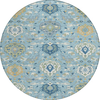 Piper Looms Chantille Damask ACN1026 Sky Machine Washable Area Rug Round Main Image