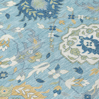 Piper Looms Chantille Damask ACN1026 Sky Machine Washable Area Rug Swatch Image