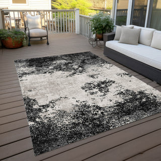 Piper Looms Chantille Modern ACN1027 Black Machine Washable Area Rug Outdoor Lifestyle Image Feature