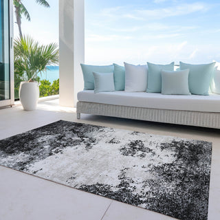 Piper Looms Chantille Modern ACN1027 Black Machine Washable Area Rug Outdoor Lifestyle Image Feature
