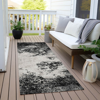 Piper Looms Chantille Modern ACN1027 Black Machine Washable Area Rug Runner Outdoor Lifestyle Image Feature
