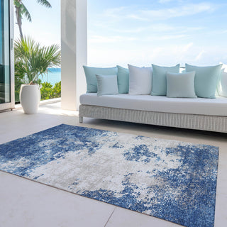 Piper Looms Chantille Modern ACN1027 Navy Machine Washable Area Rug Outdoor Lifestyle Image Feature