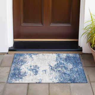 Piper Looms Chantille Modern ACN1027 Navy Machine Washable Area Rug Scatter Outdoor Lifestyle Image Feature
