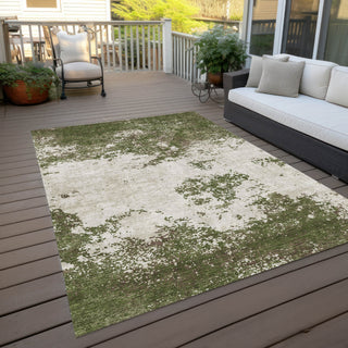 Piper Looms Chantille Modern ACN1027 Olive Machine Washable Area Rug Outdoor Lifestyle Image Feature