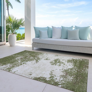 Piper Looms Chantille Modern ACN1027 Olive Machine Washable Area Rug Outdoor Lifestyle Image Feature