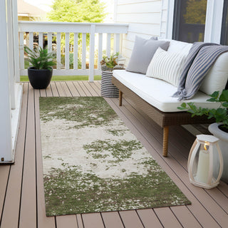 Piper Looms Chantille Modern ACN1027 Olive Machine Washable Area Rug Runner Outdoor Lifestyle Image Feature