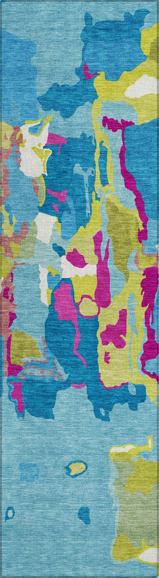 Piper Looms Chantille Abstract ACN1028 Aqua Machine Washable Area Rug Runner Main Image