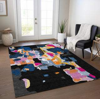 Piper Looms Chantille Abstract ACN1028 Black Machine Washable Area Rug Lifestyle Image Feature