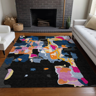 Piper Looms Chantille Abstract ACN1028 Black Machine Washable Area Rug Lifestyle Image Feature