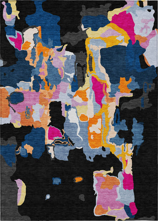 Piper Looms Chantille Abstract ACN1028 Black Machine Washable Area Rug main image