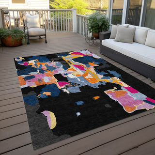 Piper Looms Chantille Abstract ACN1028 Black Machine Washable Area Rug Outdoor Lifestyle Image Feature