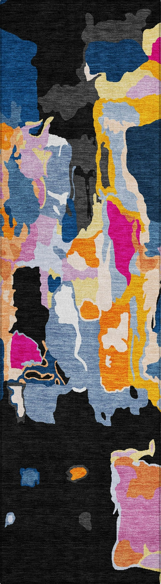 Piper Looms Chantille Abstract ACN1028 Black Machine Washable Area Rug Runner Main Image