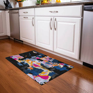 Piper Looms Chantille Abstract ACN1028 Black Machine Washable Area Rug Scatter Lifestyle Image Feature