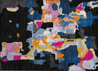 Piper Looms Chantille Abstract ACN1028 Black Machine Washable Area Rug Scatter Main Image