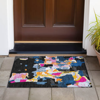 Piper Looms Chantille Abstract ACN1028 Black Machine Washable Area Rug Scatter Outdoor Lifestyle Image Feature