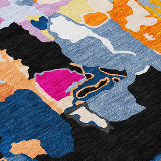 Piper Looms Chantille Abstract ACN1028 Black Machine Washable Area Rug Swatch Image