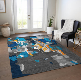Piper Looms Chantille Abstract ACN1028 Charcoal Machine Washable Area Rug Lifestyle Image Feature