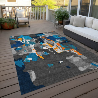 Piper Looms Chantille Abstract ACN1028 Charcoal Machine Washable Area Rug Outdoor Lifestyle Image Feature