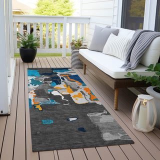 Piper Looms Chantille Abstract ACN1028 Charcoal Machine Washable Area Rug Runner Outdoor Lifestyle Image Feature