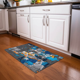 Piper Looms Chantille Abstract ACN1028 Charcoal Machine Washable Area Rug Scatter Lifestyle Image Feature