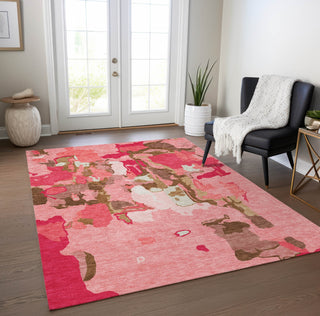 Piper Looms Chantille Abstract ACN1028 Coral Machine Washable Area Rug Lifestyle Image Feature