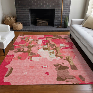 Piper Looms Chantille Abstract ACN1028 Coral Machine Washable Area Rug Lifestyle Image Feature