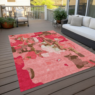 Piper Looms Chantille Abstract ACN1028 Coral Machine Washable Area Rug Outdoor Lifestyle Image Feature