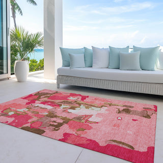 Piper Looms Chantille Abstract ACN1028 Coral Machine Washable Area Rug Outdoor Lifestyle Image Feature