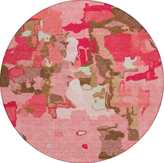 Piper Looms Chantille Abstract ACN1028 Coral Machine Washable Area Rug Round Main Image