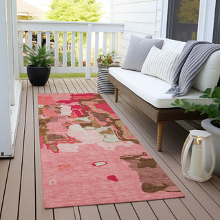 Piper Looms Chantille Abstract ACN1028 Coral Machine Washable Area Rug Runner Outdoor Lifestyle Image Feature