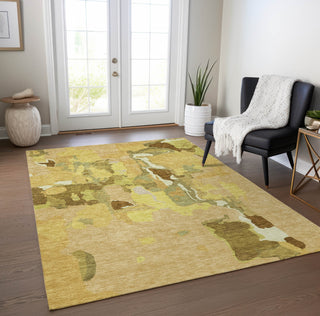 Piper Looms Chantille Abstract ACN1028 Gold Machine Washable Area Rug Lifestyle Image Feature