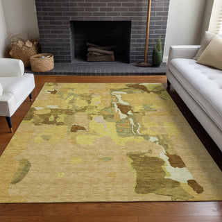Piper Looms Chantille Abstract ACN1028 Gold Machine Washable Area Rug Lifestyle Image Feature