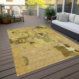 Piper Looms Chantille Abstract ACN1028 Gold Machine Washable Area Rug Outdoor Lifestyle Image Feature