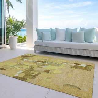 Piper Looms Chantille Abstract ACN1028 Gold Machine Washable Area Rug Outdoor Lifestyle Image Feature
