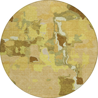 Piper Looms Chantille Abstract ACN1028 Gold Machine Washable Area Rug Round Main Image
