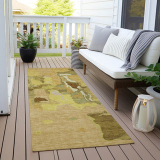 Piper Looms Chantille Abstract ACN1028 Gold Machine Washable Area Rug Runner Outdoor Lifestyle Image Feature