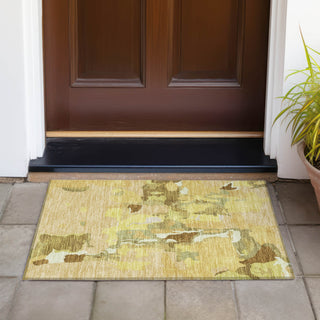 Piper Looms Chantille Abstract ACN1028 Gold Machine Washable Area Rug Scatter Outdoor Lifestyle Image Feature