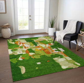 Piper Looms Chantille Abstract ACN1028 Green Machine Washable Area Rug Lifestyle Image Feature